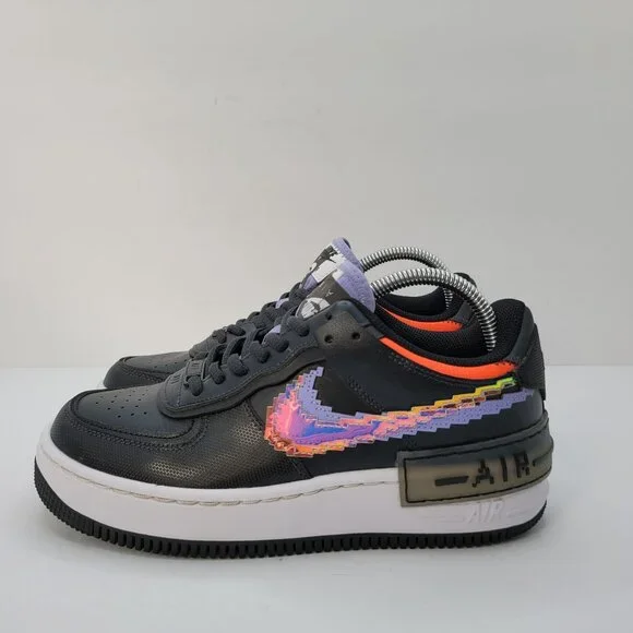 Nike Air Force 1 Shadow SE Pixel Swoosh Women Shoes Black CV8480-001 US Size 7.5 - Picture 2 of 8
